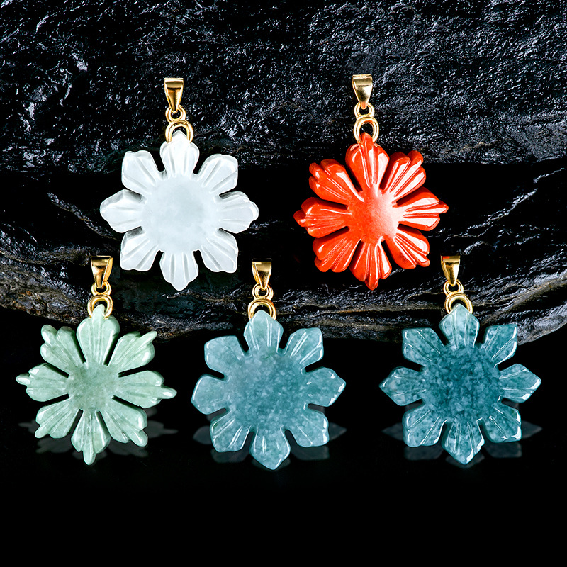 Necklace Pendant - Myanmar Jade Sunflower Pendant Necklace Real