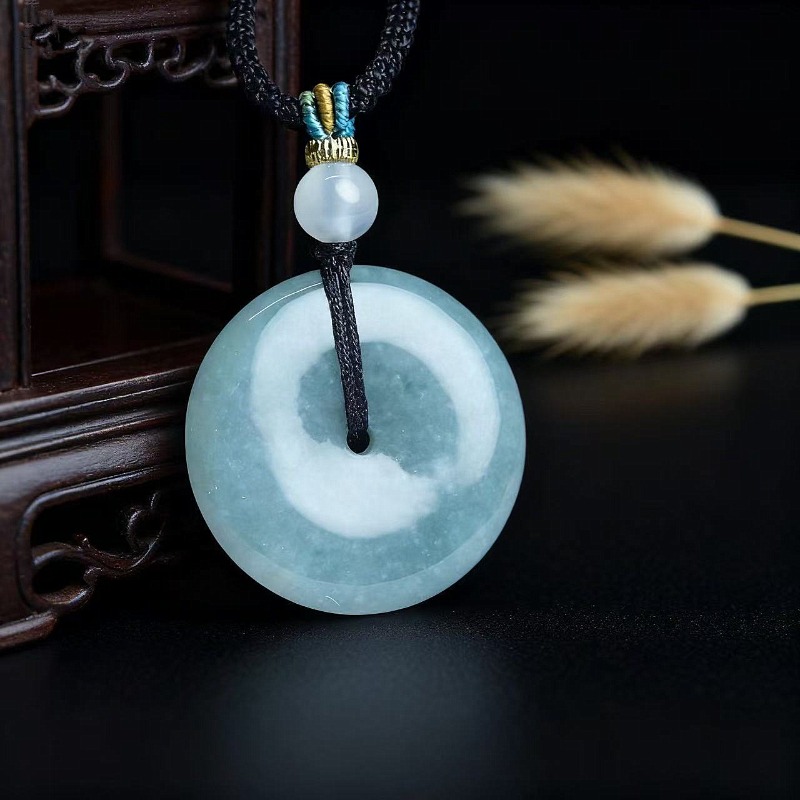 Necklace Pendant - New Real Natural Jade Donut Ping