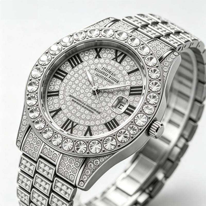 Jewelry Watches Men - Hot‑Selling Gold Luxury Iced‑Out Quartz Watch