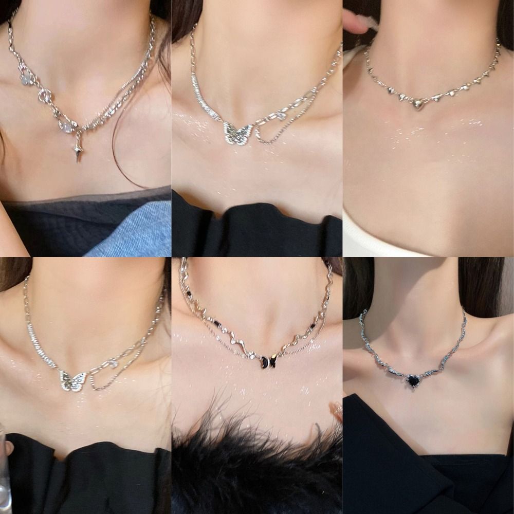 Butterfly Pendant Necklace - New Trend Alloy Clavicle Chain Love