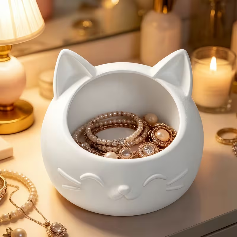 Mini Cartoon Cat-Shaped Storag - Jewels On Watches 评论和价格