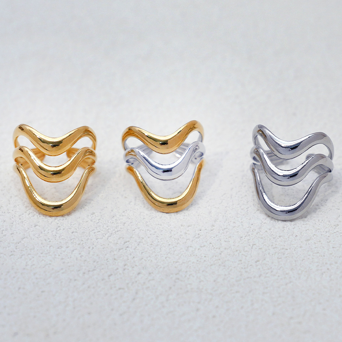 Minimalist Linear Two Tone Geo - Minimalist Ring Stackable 评论和价格