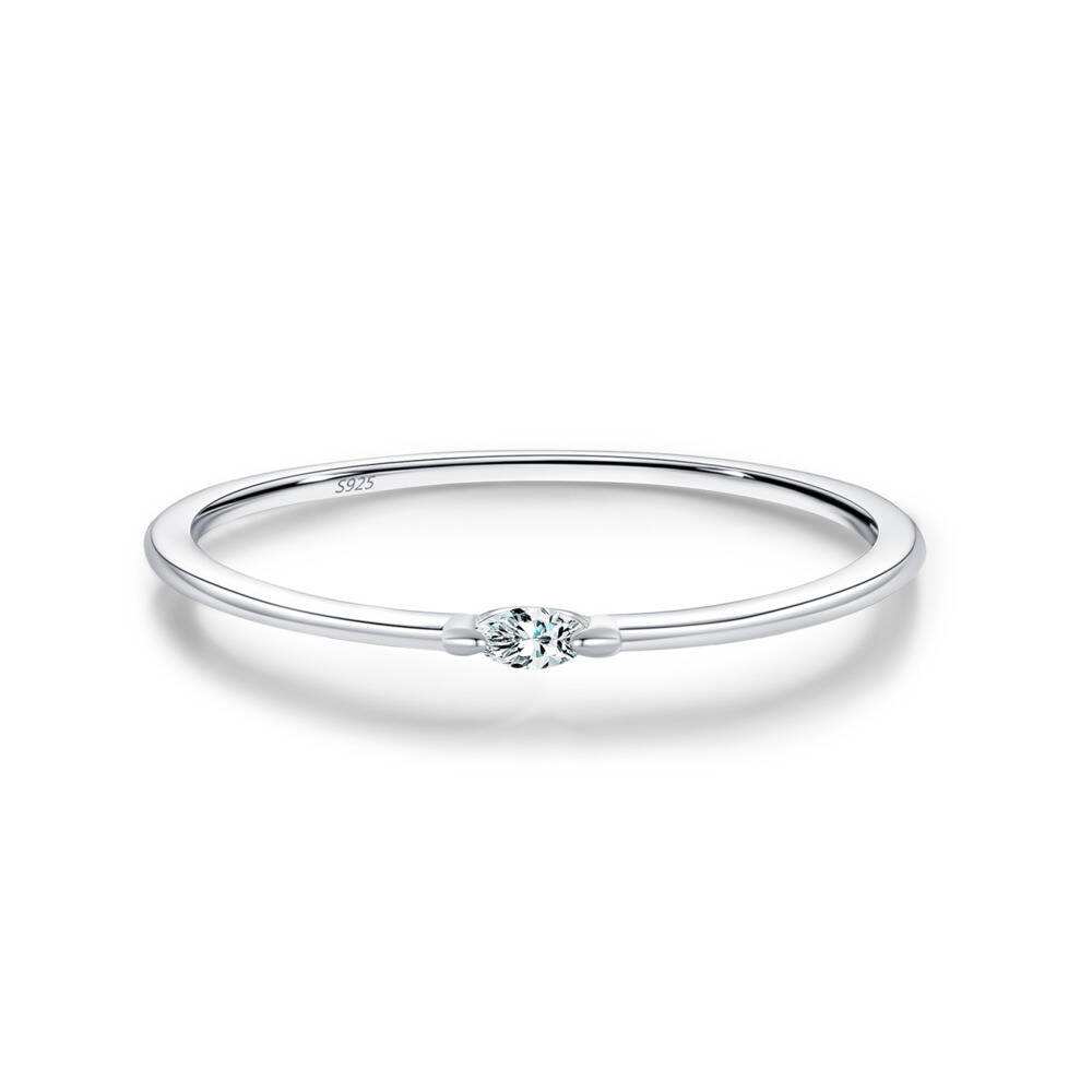 Marquise Cut D VVS1 Moissanite - Minimalist Ring Stackable 评论和价格