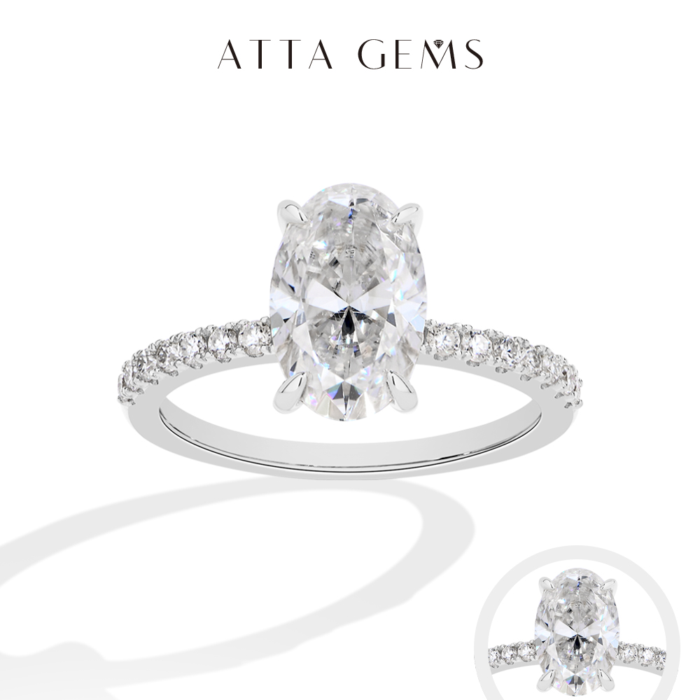 ATTAGEMS Oval Cut 3.0CT Moissa - Moissanite Ring 评论和价格