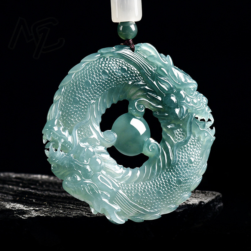 Natural Real Emerald Blue Wate - Necklace Pendant 评论和价格