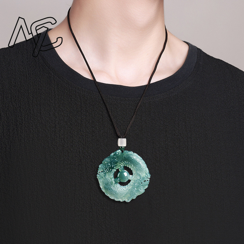 Natural Real Emerald Blue Wate - Necklace Pendant 评论和价格