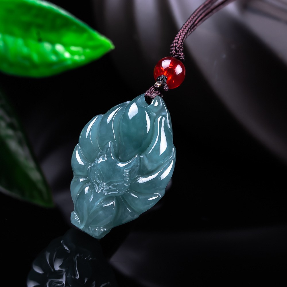 Natural Burmese Jadeite Fox Pe - Necklace Pendant 评论和价格