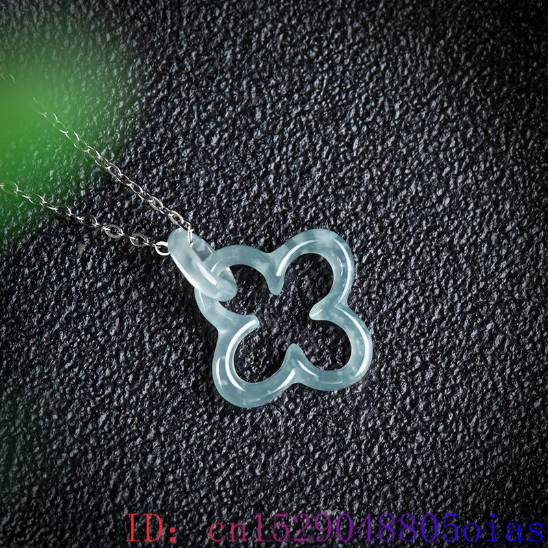Blue Myanmar Jadeite Four Leaf - Necklace Pendant 评论和价格