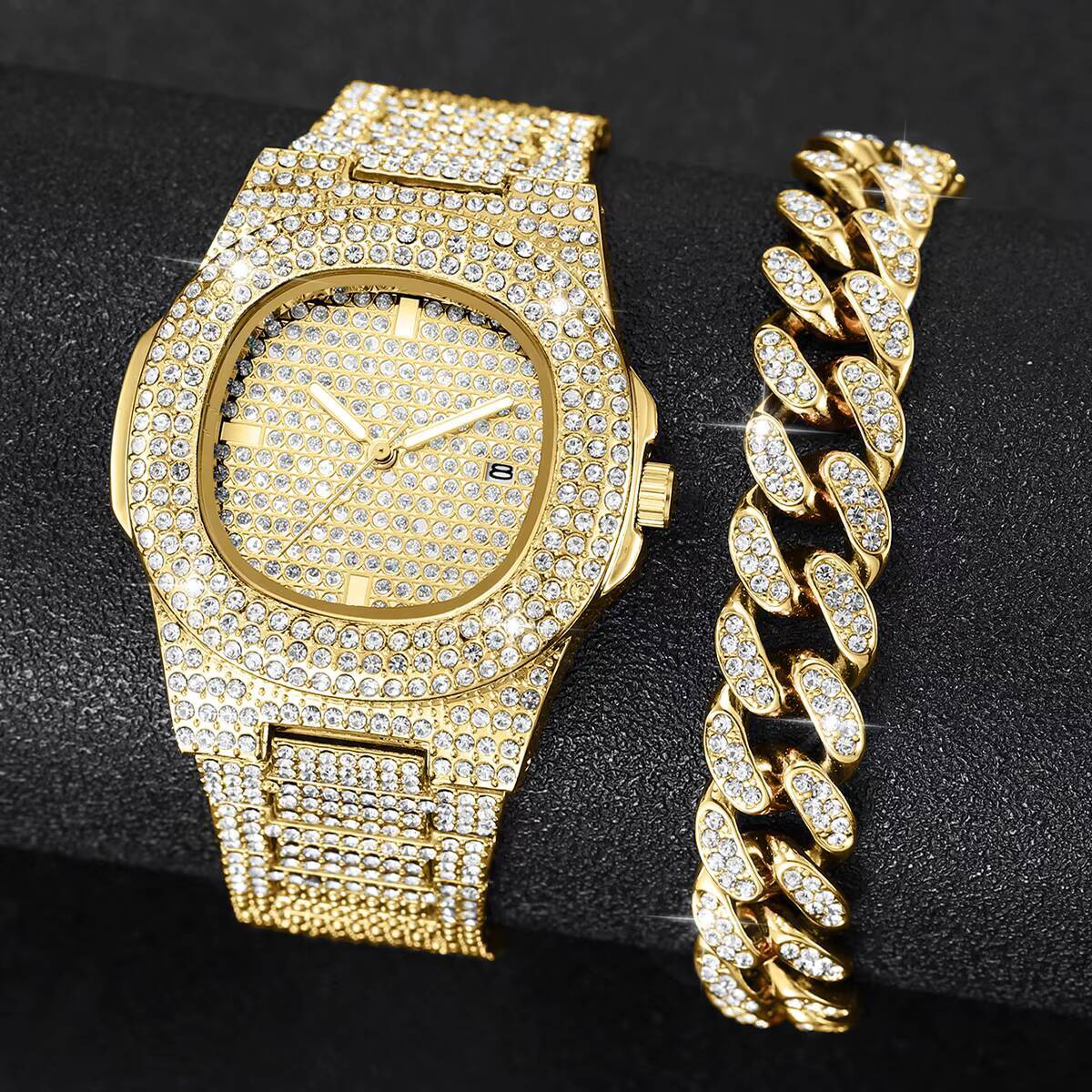 1/2/3PCS Fashion Hip Pop Men C - Jewelry Watches Men 评论和价格