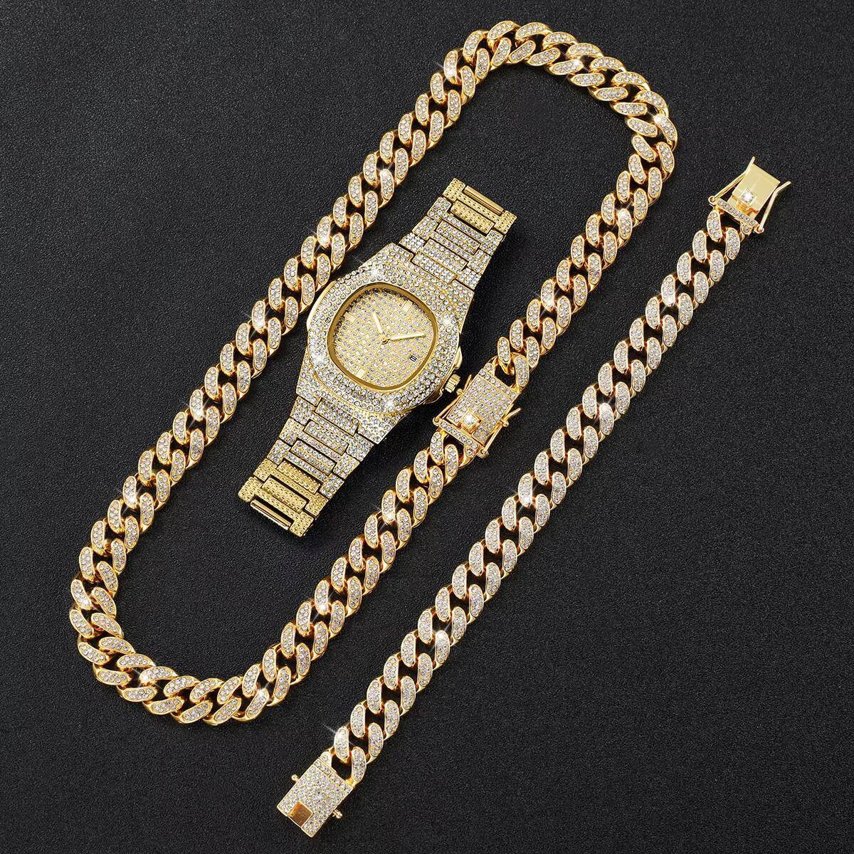 1/2/3PCS Fashion Hip Pop Men C - Jewelry Watches Men 评论和价格