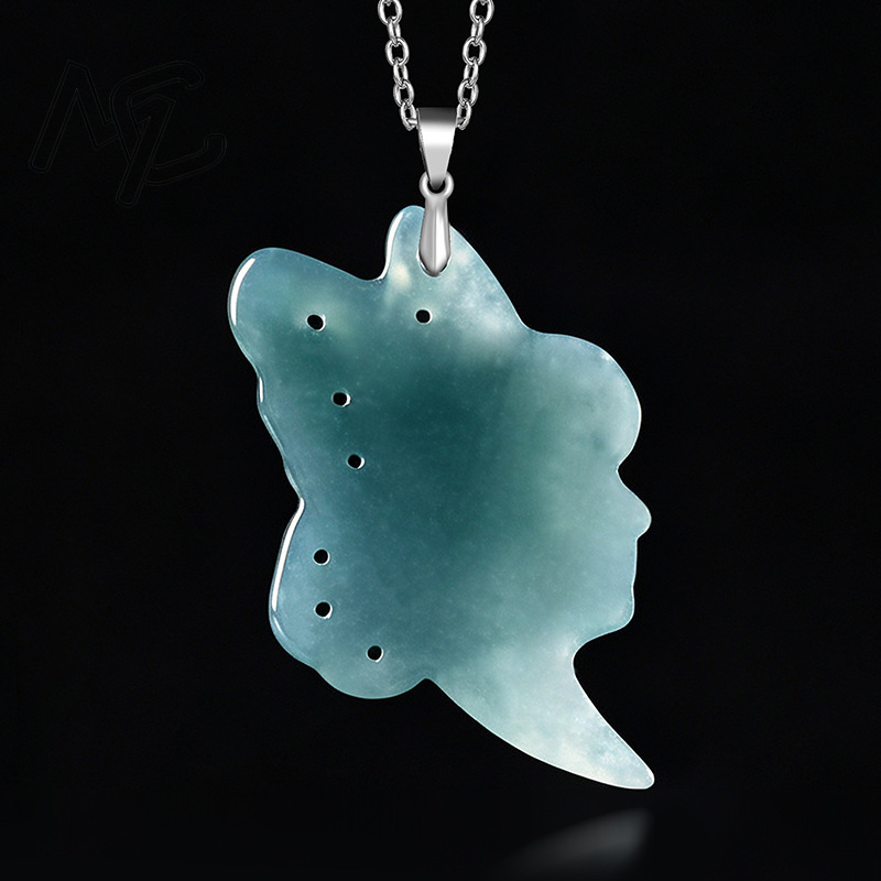 S925 Silver Natural Blue Water - Butterfly Pendant Necklace 评论和价格