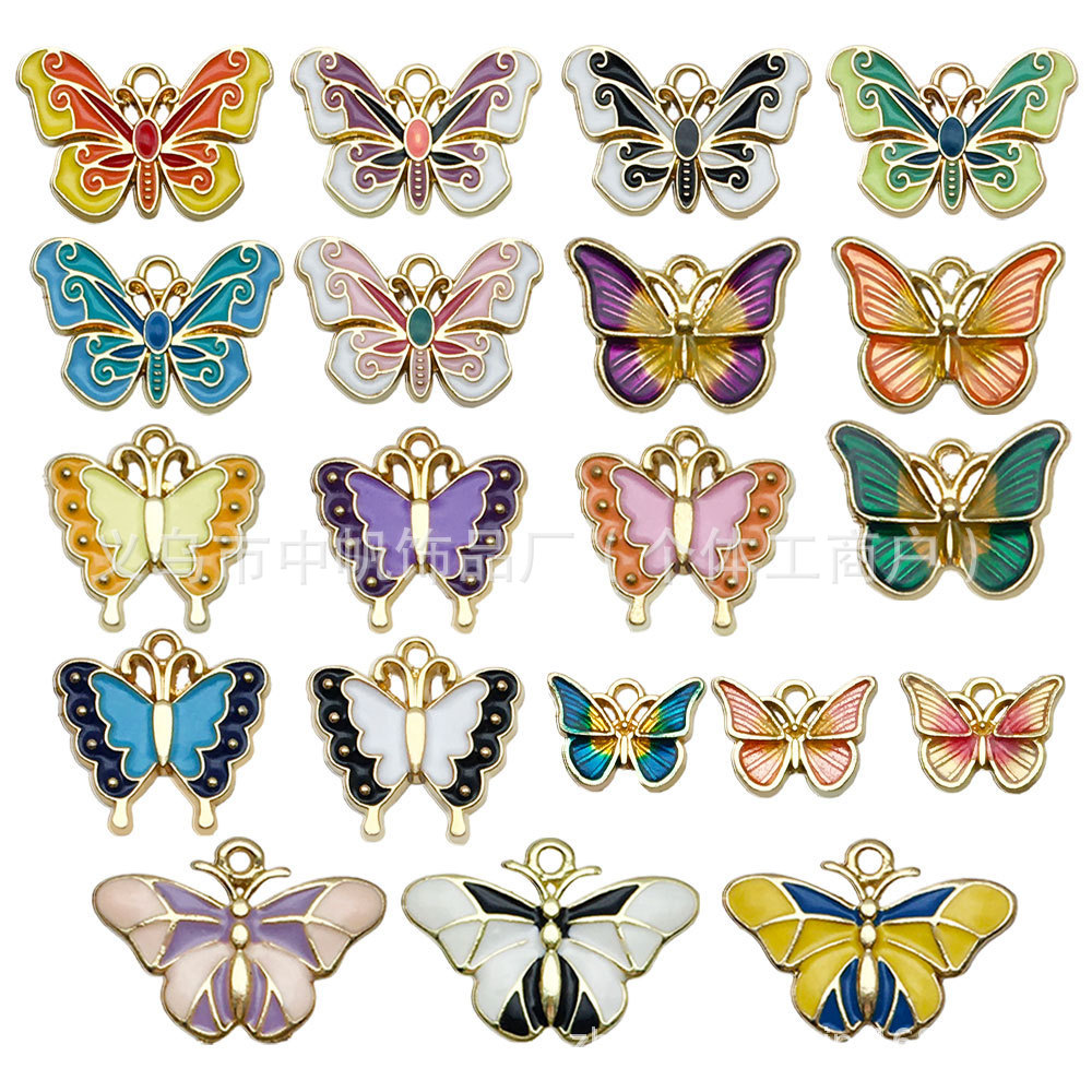 5Pcs/lot Drop Oil Alloy Metal  - Butterfly Pendant Necklace 评论和价格