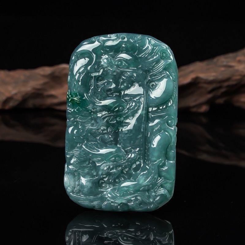 Myanmar Emerald Blue Water Kow - Necklace Pendant 评论和价格