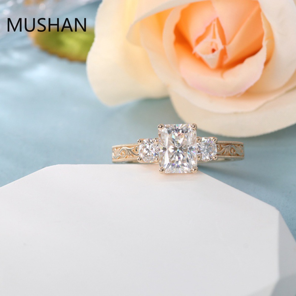MUSHAN Luxury Custom 14K 18K G - Moissanite Ring 评论和价格