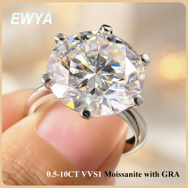 EWYA GRA Certified 0.5-10CT D  - Moissanite Ring 评论和价格