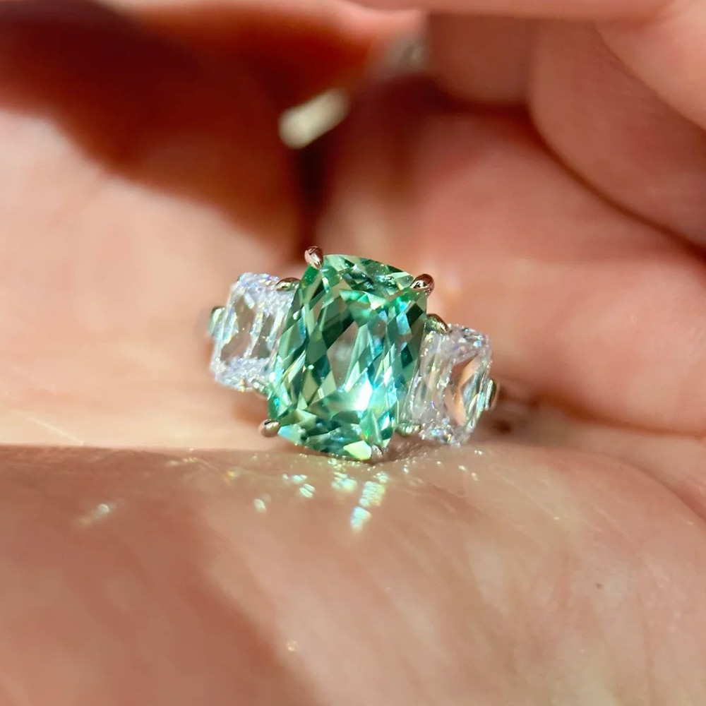 Luxury Mint Green High Carbon  - Minimalist Ring Stackable 评论和价格