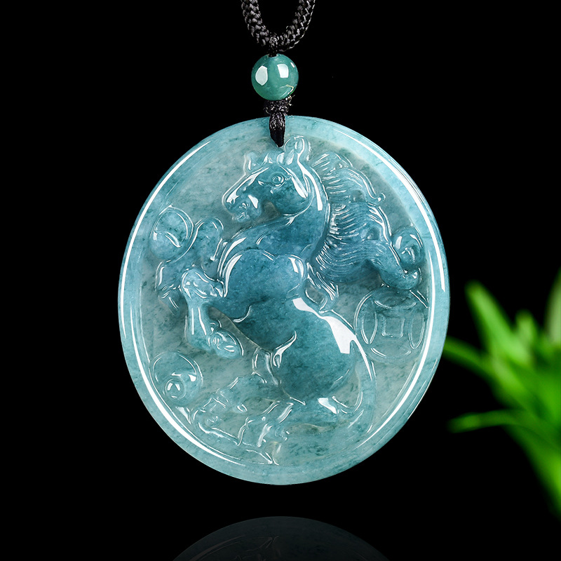 Emerald Blue Water Jade Natura - Necklace Pendant 评论和价格