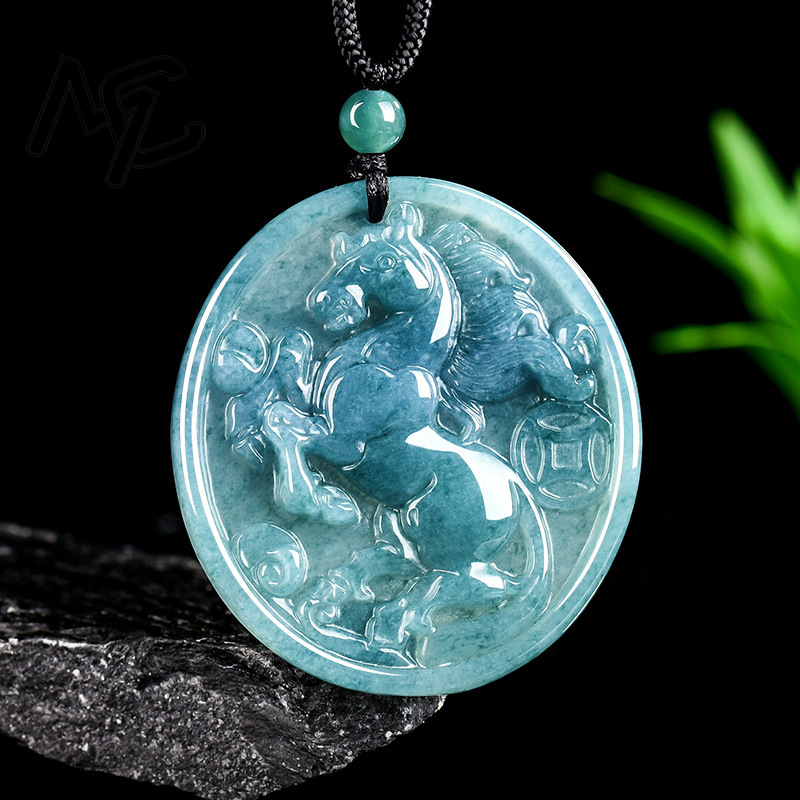 Emerald Blue Water Jade Natura - Necklace Pendant 评论和价格