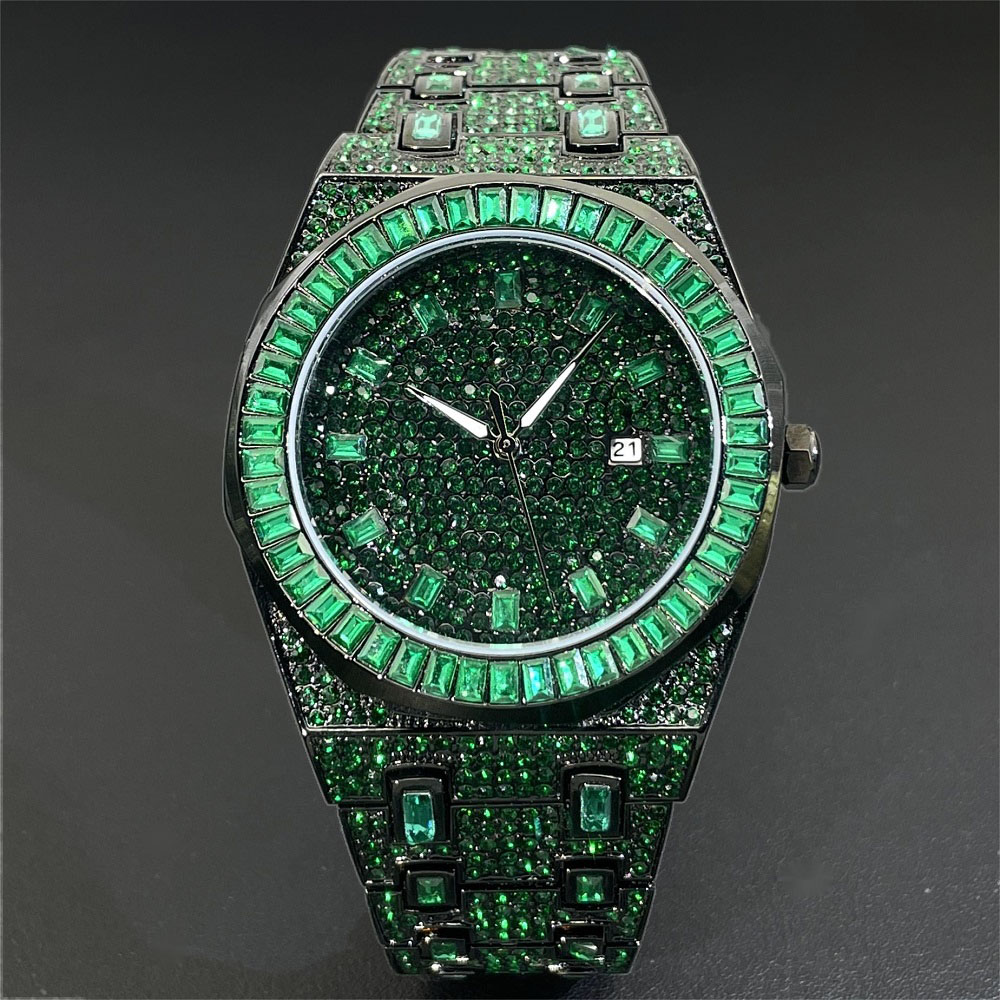 2024 Hip Hop Green Diamond Wat - Jewelry Watches Men 评论和价格