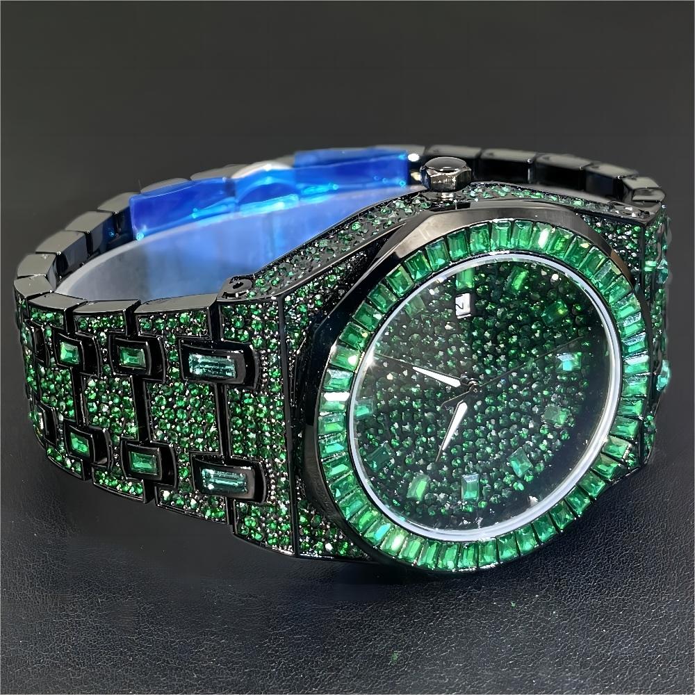 2024 Hip Hop Green Diamond Wat - Jewelry Watches Men 评论和价格