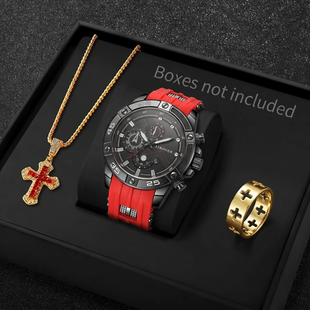 3PCS Fashion Male Sports Watch - Jewelry Watches Men 评论和价格