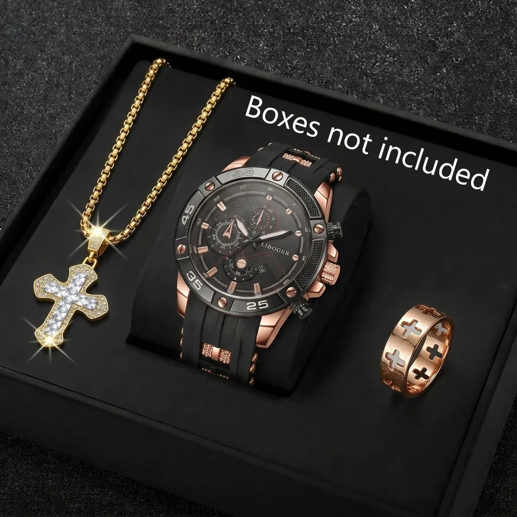3PCS Fashion Male Sports Watch - Jewelry Watches Men 评论和价格