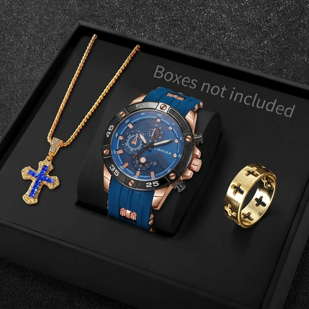 3PCS Fashion Male Sports Watch - Jewelry Watches Men 评论和价格