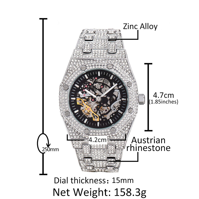 Hip Hop Bling Iced Out Stainle - Jewelry Watches Men 评论和价格