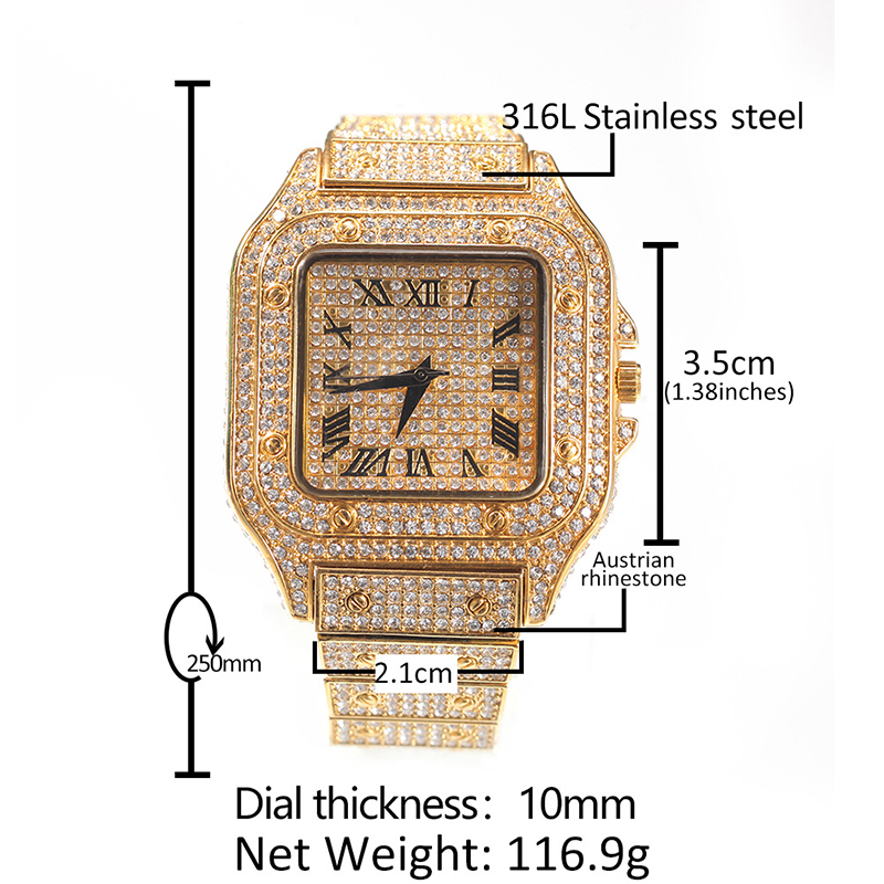 Hip Hop Luxury Quartz Wrist Wa - Jewelry Watches Men 评论和价格