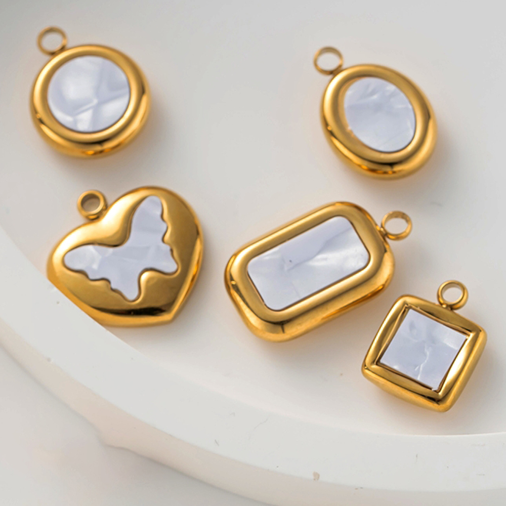 5Pcs Stainless Steel Gold Colo - Butterfly Pendant Necklace 评论和价格