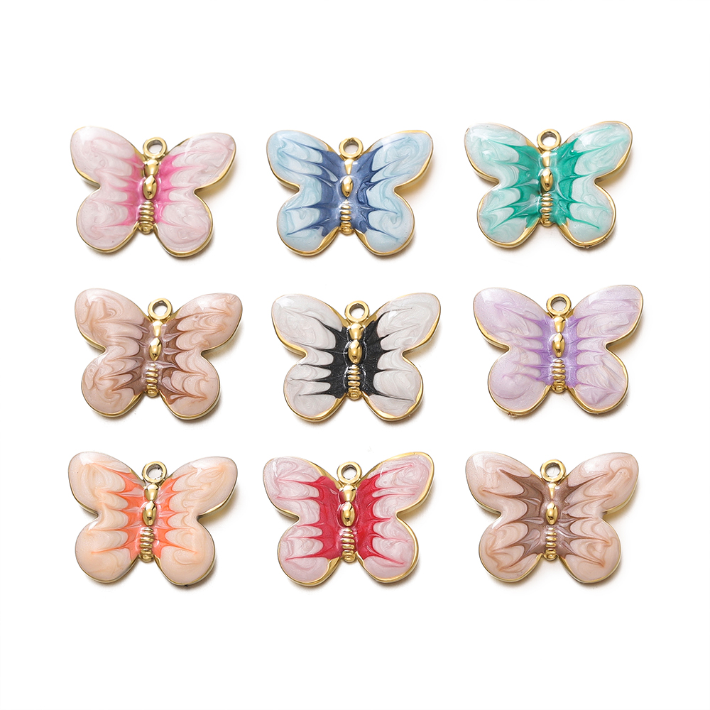 2pcs/lot Colorful Enamel Butte - Butterfly Pendant Necklace 评论和价格