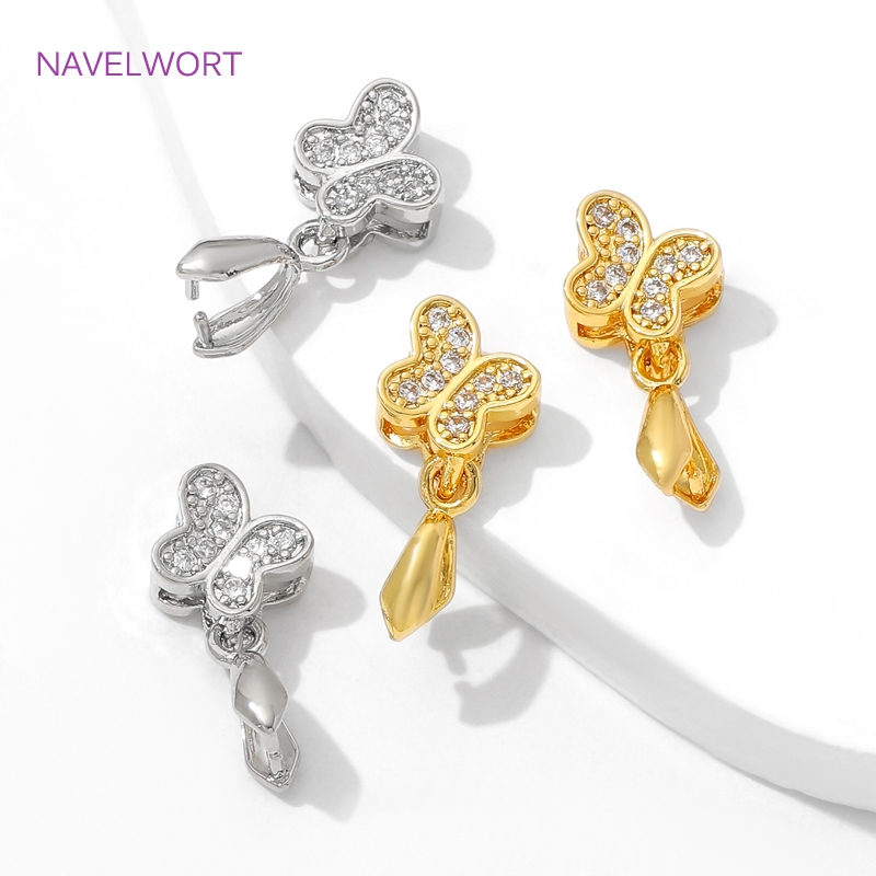 Brass Pinch Bails 18K Gold Pla - Butterfly Pendant Necklace 评论和价格